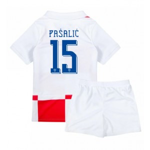Fotbalové Dres Chorvatsko Mario Pasalic #15 Dětské Domácí Oblečení ME 2024 Krátký Rukáv (+ trenýrky)